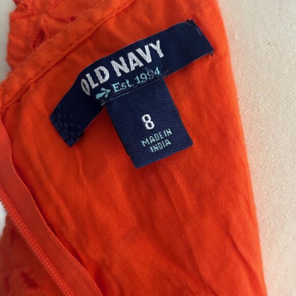OLD NAVY ORANGE EYELET COTTON DRESS, SZ.8 - Picture 5 of 6